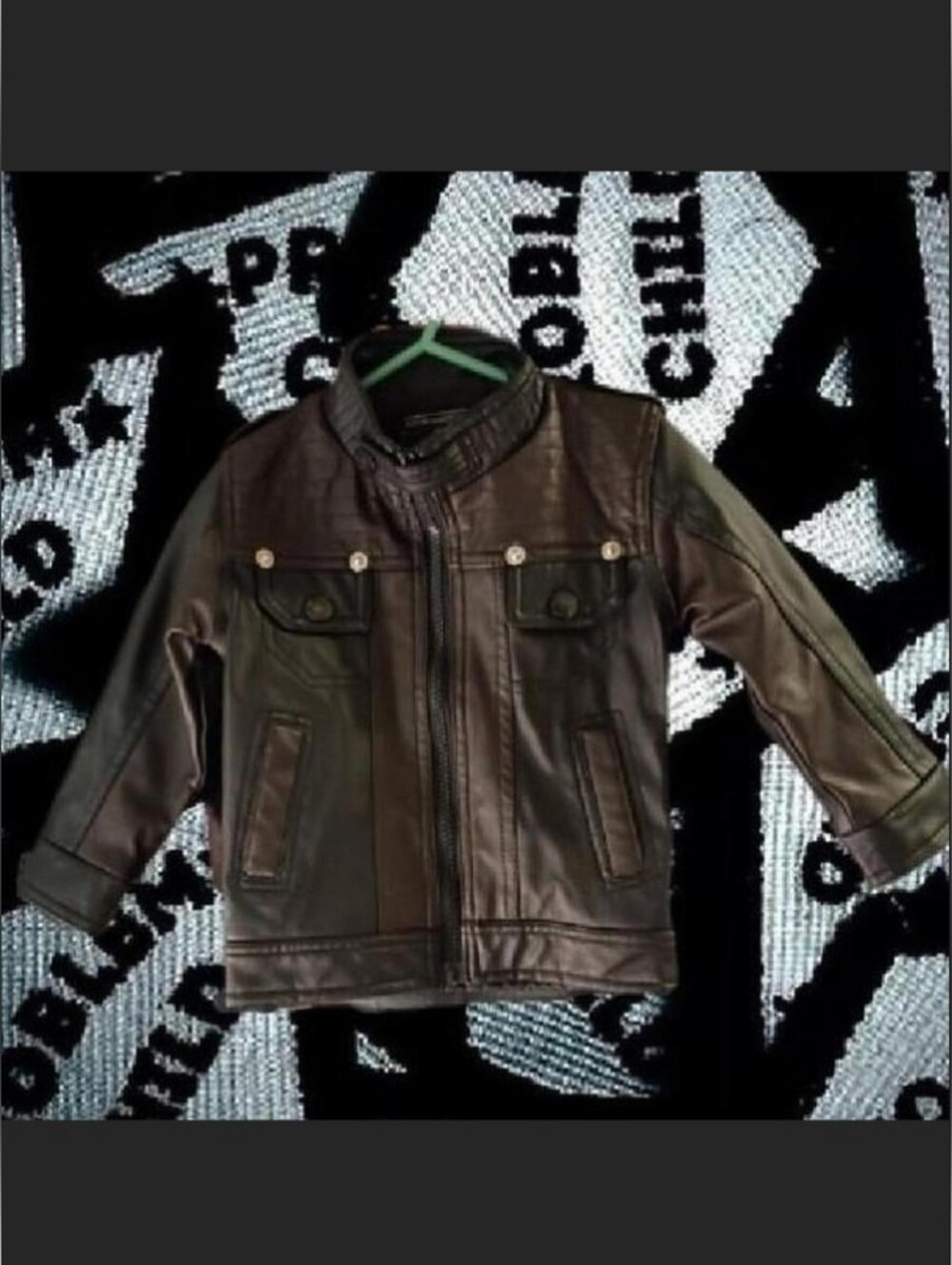 Kids Size 2T/24 Months Brown And Black Leather Jacket